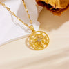 Wholesale Women's Titanium Steel Necklace With Heart Moon Star Pendant And Geometric Pattern Box Chain