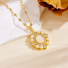 Wholesale Women's Titanium Steel Necklace With Heart Moon Star Pendant And Geometric Pattern Box Chain