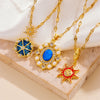 Wholesale Women's Titanium Steel Necklace With Heart Moon Star Pendant And Geometric Pattern Box Chain