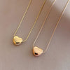 Wholesale Women's Titanium Steel Necklace With Heart Shaped Pendant And Snake Bone Chain Sweet Style Stereo Heart Shaped Design