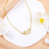 Wholesale Women's Titanium Steel Necklace With Horseshoe Buckle And Mixed Gemstone Inlay Geometric Style Electroplated