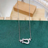 Wholesale Women's Titanium Steel Necklace With Horseshoe Buckle And Mixed Gemstone Inlay Geometric Style Electroplated