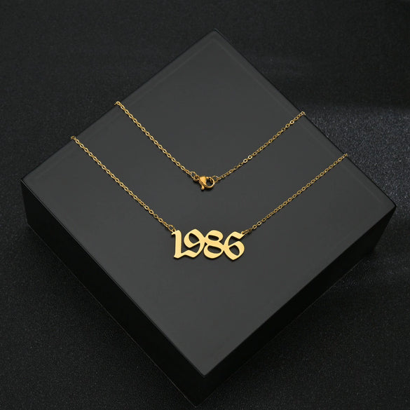 Wholesale Women's Titanium Steel Necklace With Letters Numbers Text Pattern And Polishing Plating Design
