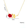 Wholesale Women's Titanium Steel Necklace With Red Rose Flower Pendant Microinlaid Zircon Electroplated In Vacuum Furnace For Fashionable Temperament