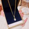 Wholesale Women's Titanium Steel Necklace With Zircon And Four Leaf Flower Pendant Set With Gems Cross Chain