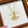 Wholesale Women's Titanium Steel Necklace With Zircon Inlaid Copper Planet Pendant And Lip Chain