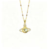 Wholesale Women's Titanium Steel Necklace With Zircon Inlaid Copper Planet Pendant And Lip Chain