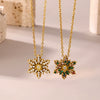 Wholesale Women's Titanium Steel Nonfading Light Luxury Geometric Snowflake Zircon Pendant Clavicle Necklace With Electroplating