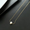 Wholesale Women's Titanium Steel Nonfading Necklace With Natural Pearl Pendant And Geometric Design Water Wave Chain