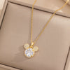 Wholesale Women's Titanium Steel Ochain Clavicle Necklace With Light Luxury Cartoon Characters Pendant And Diamond Design