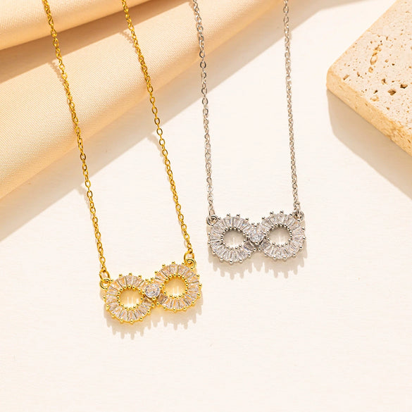 Wholesale Women's Titanium Steel Ochain Light Luxury Pendant Necklace With Letters Numbers Text Electroplating