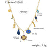 Wholesale Women's Titanium Steel Ochain Round Zircon Necklace With Small Fish Eyes And Multi Accessories Gold Plated Geometric Styling Fashion Exaggerated Clavicle Chain
