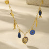 Wholesale Women's Titanium Steel Ochain Round Zircon Necklace With Small Fish Eyes And Multi Accessories Gold Plated Geometric Styling Fashion Exaggerated Clavicle Chain