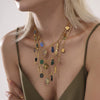 Wholesale Women's Titanium Steel Ochain Round Zircon Necklace With Small Fish Eyes And Multi Accessories Gold Plated Geometric Styling Fashion Exaggerated Clavicle Chain