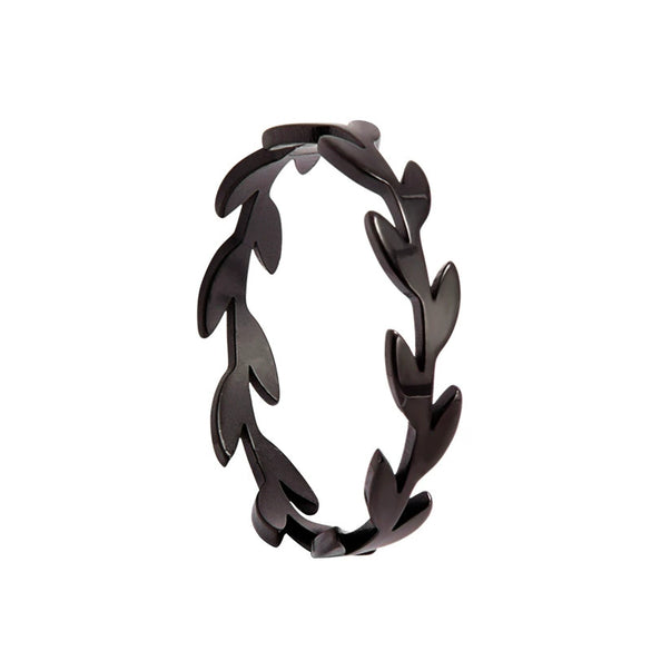 Wholesale Women's Titanium Steel Olive Branch Shape Geometric Style Ring With Electroplating