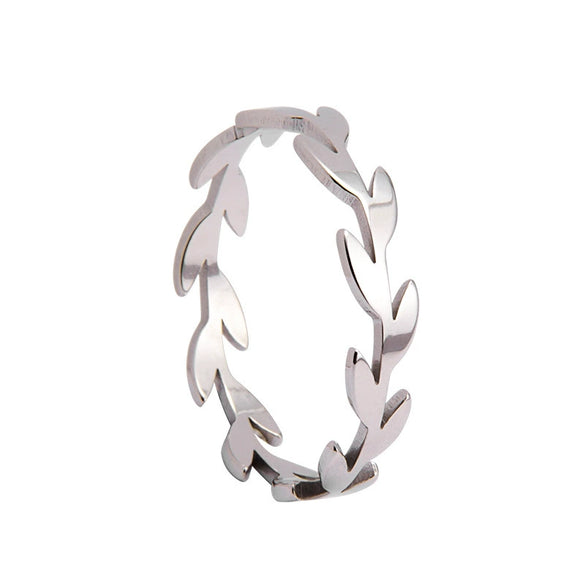 Wholesale Women's Titanium Steel Olive Branch Shape Geometric Style Ring With Electroplating