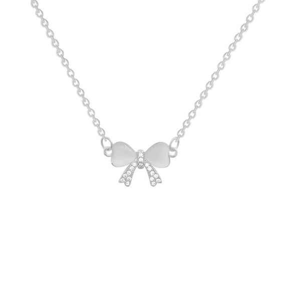 Wholesale Women's Titanium Steel Opal Bow Inlaid Zircon Clavicle Chain Fashion Accessory