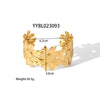 Wholesale Women's Titanium Steel Open Bracelet With Leaves Pattern Stainless Steel Material Pvd Furnace Real Gold Electroplating