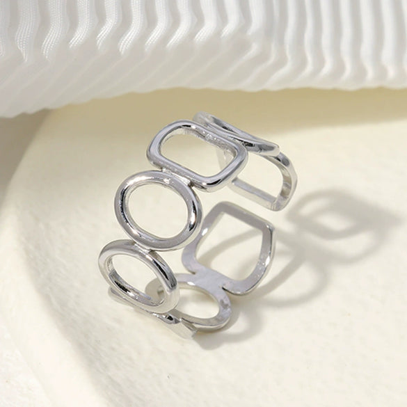 Wholesale Women's Titanium Steel Open Ring With Geometric Design And Electroplating Simple And Non Fading