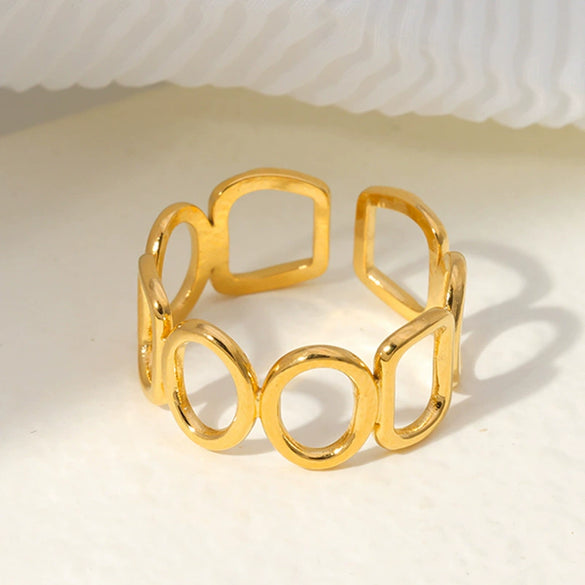 Wholesale Women's Titanium Steel Open Ring With Geometric Design And Electroplating Simple And Non Fading