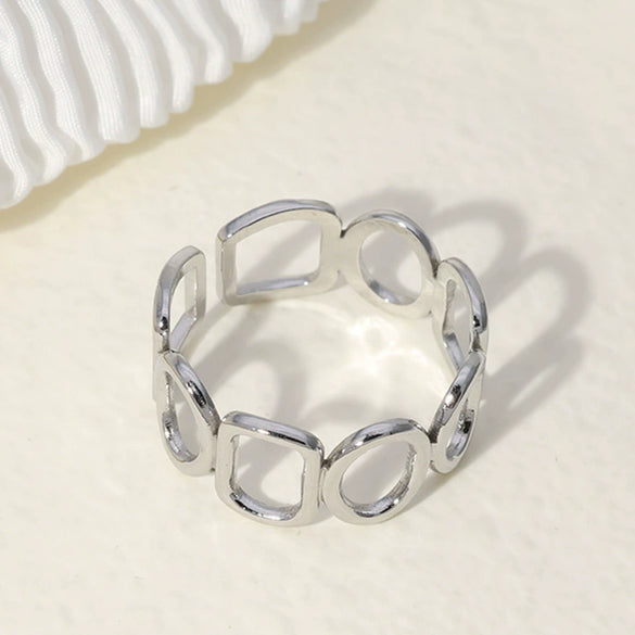 Wholesale Women's Titanium Steel Open Ring With Geometric Design And Electroplating Simple And Non Fading