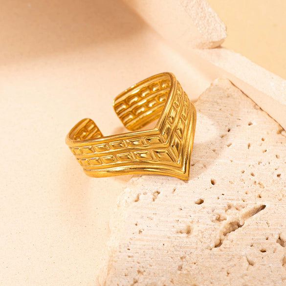 Wholesale Women's Titanium Steel Open Ring With Geometric Design And Electroplating Simple And Personalized
