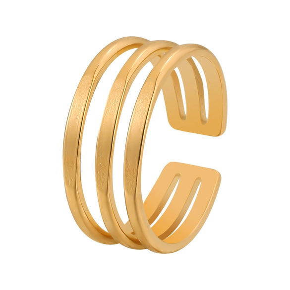 Wholesale Women's Titanium Steel Opening Ring With Geometric Design And Electroplating Treatment Stainless Steel Tail Ring