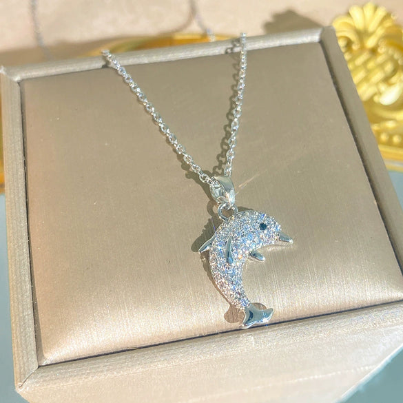 Wholesale Women's Titanium Steel Oshaped Chain Necklace With Copper Inlaid Zircon Animal Pendant In Creamy Sweet Girl Style