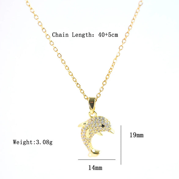 Wholesale Women's Titanium Steel Oshaped Chain Necklace With Copper Inlaid Zircon Animal Pendant In Creamy Sweet Girl Style