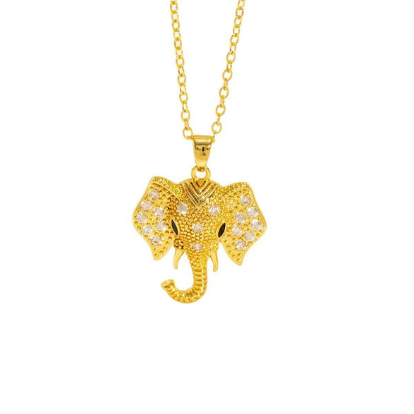Wholesale Women's Titanium Steel Oshaped Chain Necklace With Zirconinlaid Copper Elephant Head Pendant Light Luxury Animal Style