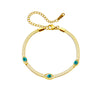 Wholesale Women's Titanium Steel Oval Blade Chain Bracelet Retro Simple Electroplated Blue And White Eyes Design