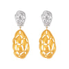Wholesale Women's Titanium Steel Oval Hollow Earrings With Irregular Color Matching And 18K Gold Plated Electroplating Geometric Style