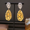 Wholesale Women's Titanium Steel Oval Hollow Earrings With Irregular Color Matching And 18K Gold Plated Electroplating Geometric Style