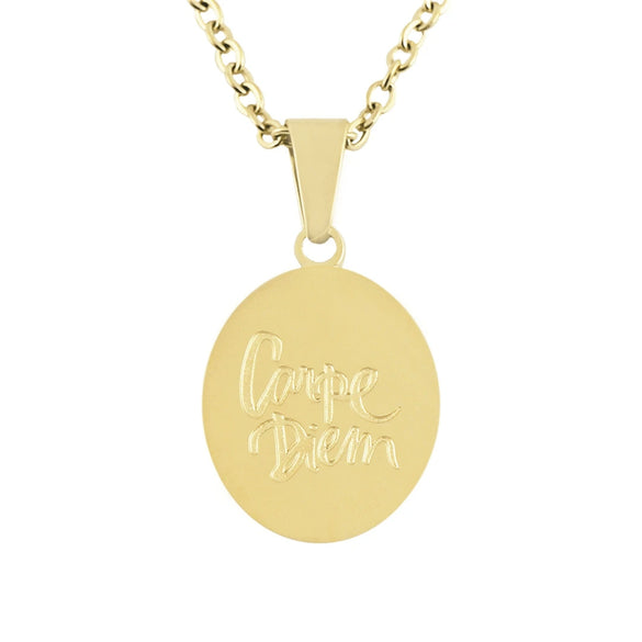 Wholesale Women's Titanium Steel Oval Letter Necklace With Corrosion Treatment And English Word Design