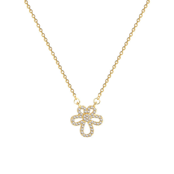 Wholesale Women's Titanium Steel Pendant Necklace With Flower Pattern And Zircon Design Ochain Style