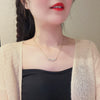 Wholesale Women's Titanium Steel Petal Zircon Inlaid Flower Pendant Clavicle Chain Necklace