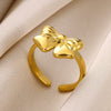 Wholesale Women's Titanium Steel Plated Gold Bow Ring Electroplated Simple Style