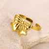 Wholesale Women's Titanium Steel Plated Gold Bow Ring Electroplated Simple Style