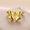 Wholesale Women's Titanium Steel Plated Gold Bow Ring Electroplated Simple Style