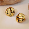 Wholesale Women's Titanium Steel Pleated Round Earrings With Geometric Design And Electroplating