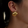 Wholesale Women's Titanium Steel Pleated Round Earrings With Geometric Design And Electroplating