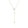 Wholesale Women's Titanium Steel Real Gold Plated Water Drop Tassel Necklace With Flash O Chain