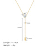 Wholesale Women's Titanium Steel Real Gold Plated Water Drop Tassel Necklace With Flash O Chain