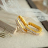 Wholesale Women's 316L Stainless Steel Rectangular And Ushaped Geometric Inlaid Crystal Earrings Light Luxury Style