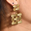 Wholesale Women's Titanium Steel Retro Palace Style Geometric Tassel Earrings With Electroplating Treatment