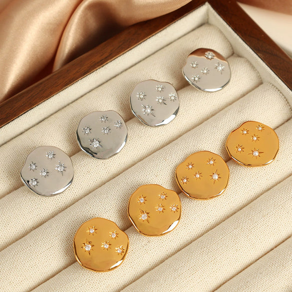 Wholesale Women's 316L Stainless Steel Retro Style Electroplated Earrings