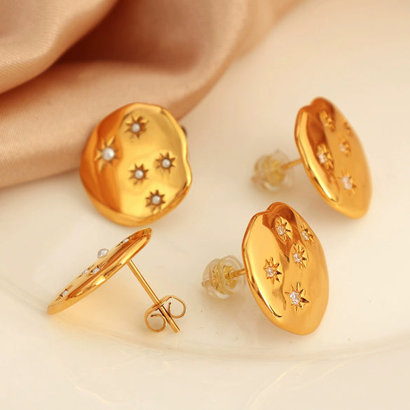 Wholesale Women's 316L Stainless Steel Retro Style Electroplated Earrings