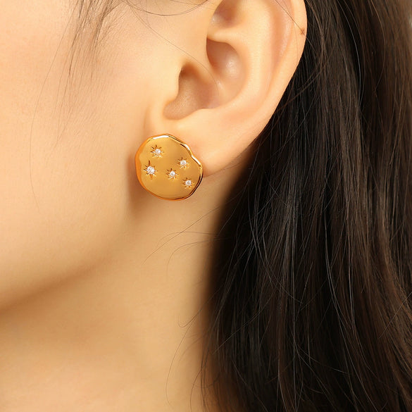 Wholesale Women's 316L Stainless Steel Retro Style Electroplated Earrings