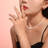 Wholesale Women's 316L Stainless Steel Rhinestone Ring With Geometric Pattern And 18K Gold Plated Treatment