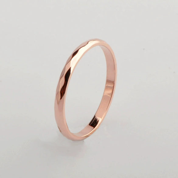Wholesale Women's Titanium Steel Rhombus Split Flower Twojoint Ring Electroplated Rose Gold